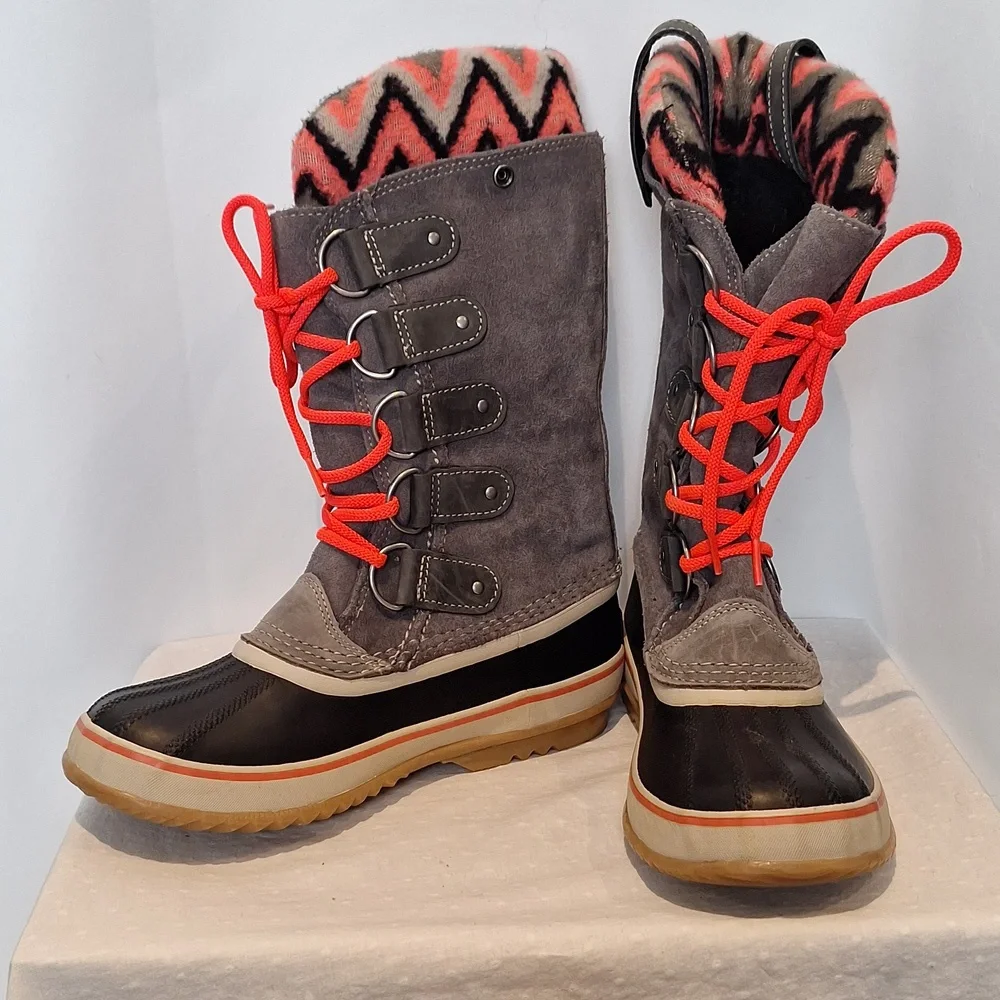 Sorel Joan of Arctic Knit II Neon Waterproof Insulated Tall Boots Size 8